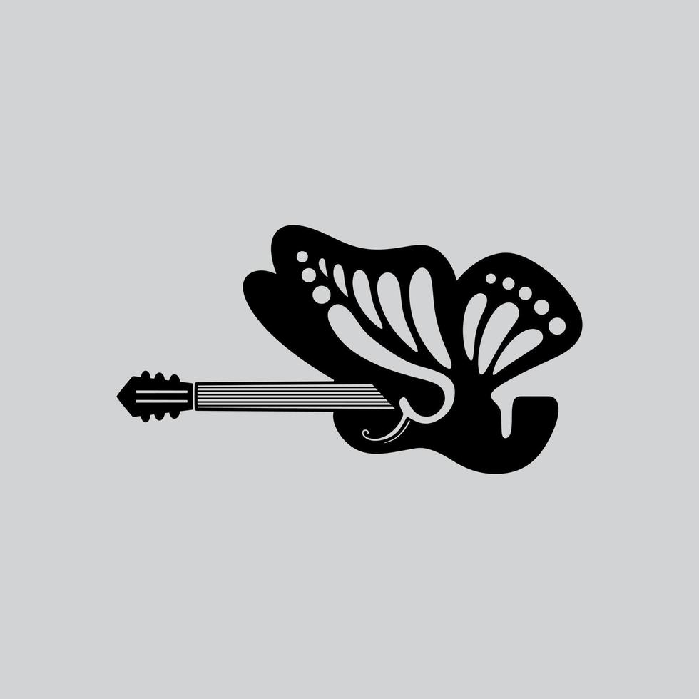 um logotipo mínimo de guitarra borboleta. um excelente logotipo adequado para qualquer negócio. vetor