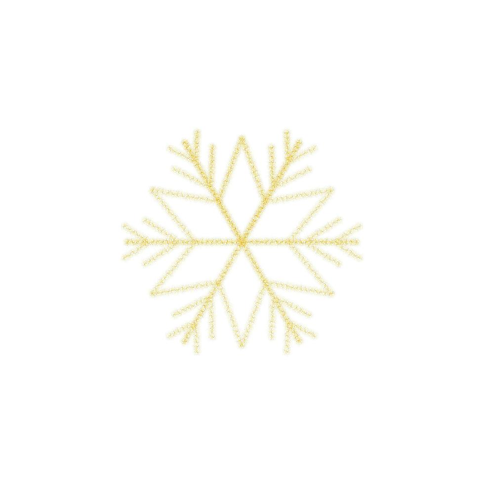 decoração de floco de neve dourado de natal de glitter dourado brilhando em fundo branco transparente. floco de neve de brilho vetorial brilhante para modelo de design de natal ou ano novo vetor