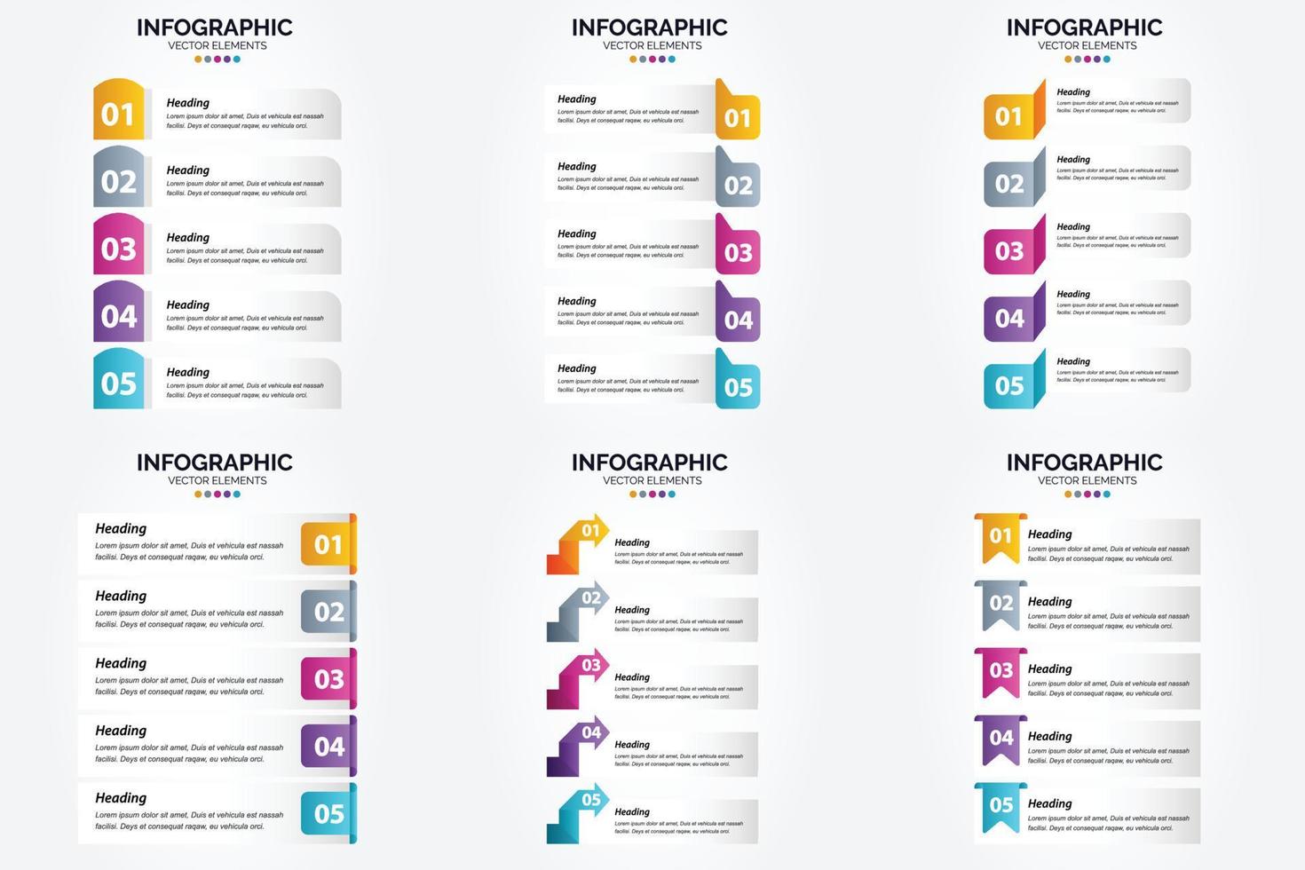 conjunto de design plano de infográficos de ilustração vetorial para folheto publicitário e revista vetor