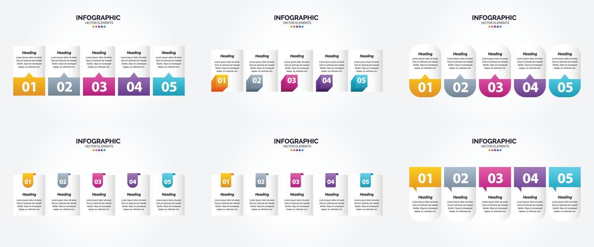 conjunto de design plano de infográficos de ilustração vetorial para folheto publicitário e revista vetor