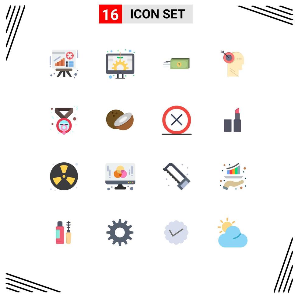 conjunto de 16 sinais de símbolos de ícones de interface do usuário modernos para pacote editável de moeda de foco de dólar de precisão de prêmio de elementos de design de vetores criativos