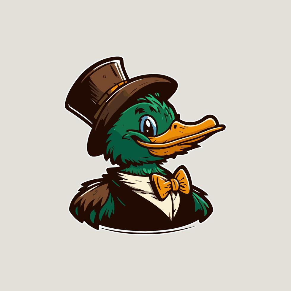 pato legal ou ícone de mascote de logotipo de personagem de ganso para branding em vetor de desenho animado