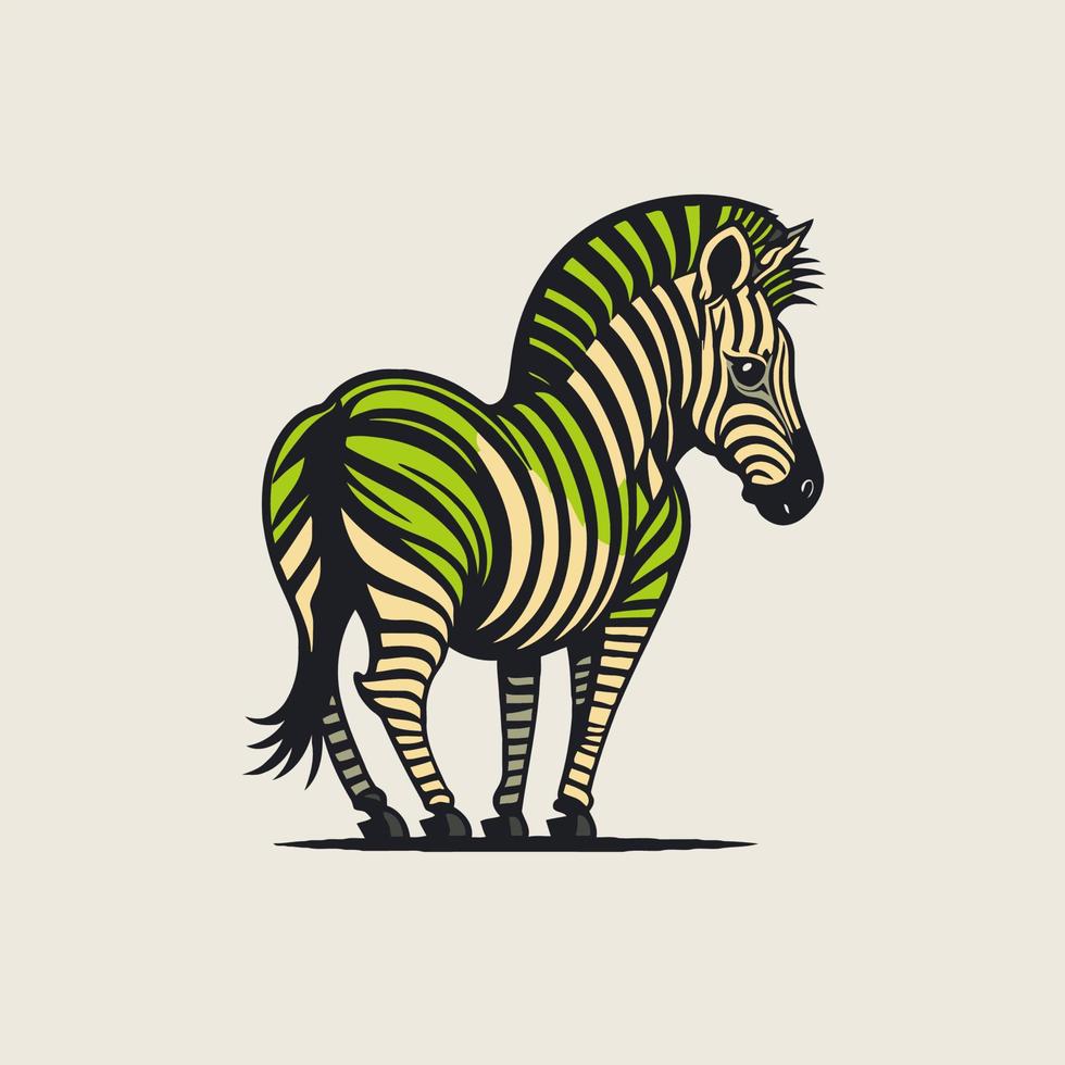 mascote do logotipo do personagem animal zebra na ilustração de cores planas dos desenhos animados vetor
