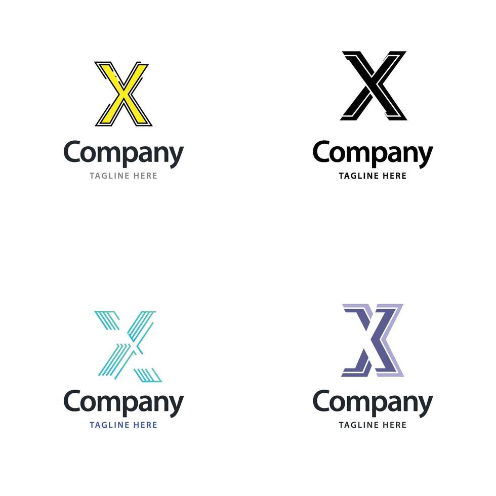 letra x design de pacote de logotipo grande design criativo de logotipos modernos para o seu negócio vetor