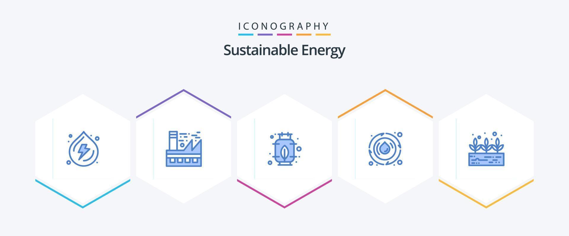 energia sustentável 25 pacote de ícones azuis, incluindo crescimento. energia. meio Ambiente. agua. inclinação vetor