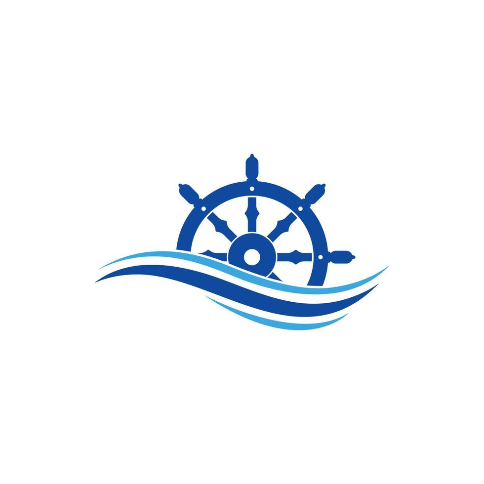 modelo de ilustração de ícone de vetor de logotipo de direção de navio