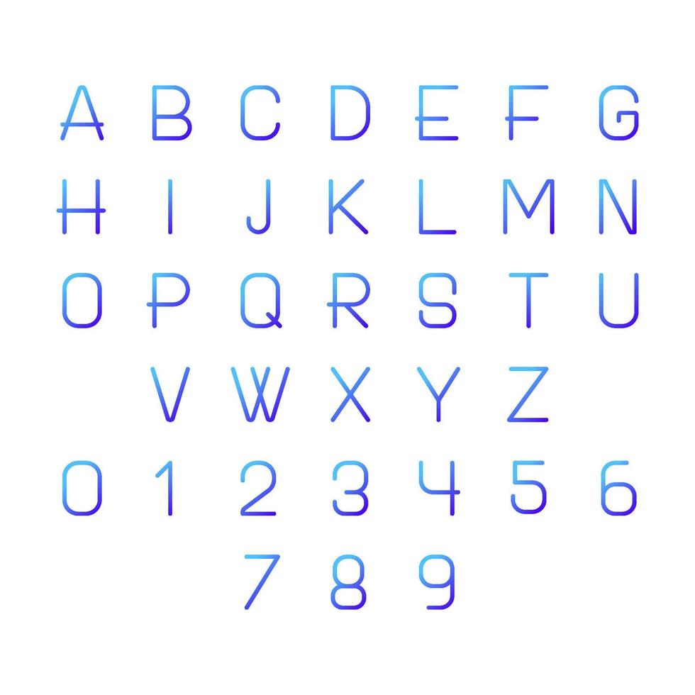 números e letras pixel conjunto de ícones de vetor linear gradiente perfeito