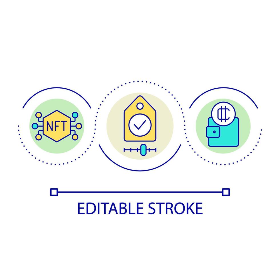 nfts vendendo ícone do conceito de loop vetor