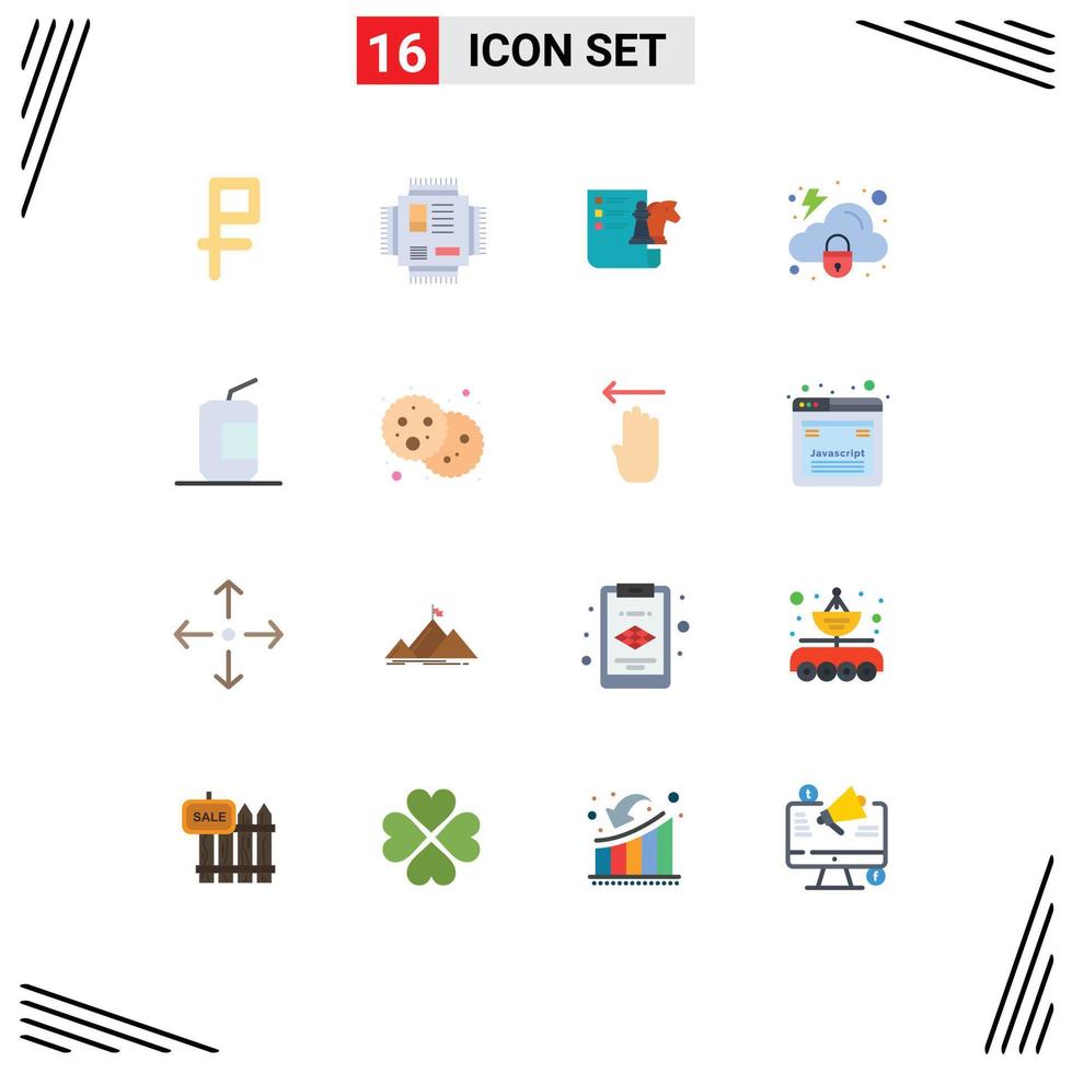 16 ícones criativos sinais e símbolos modernos de cola segurança xadrez proteção nuvem pacote editável de elementos de design de vetores criativos