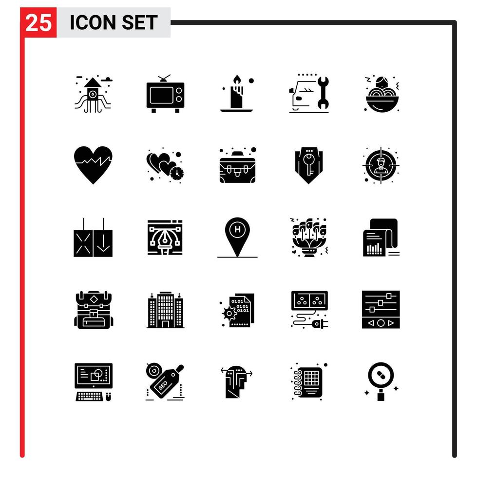 pacote de ícones vetoriais de estoque de 25 sinais e símbolos de linha para elementos de design de vetores editáveis de serviço de comida rápida de coração