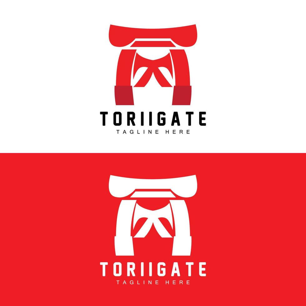 logotipo do portão torii, vetor de ícone do portão da história japonesa, ilustração chinesa, modelo de marca da empresa de design de madeira