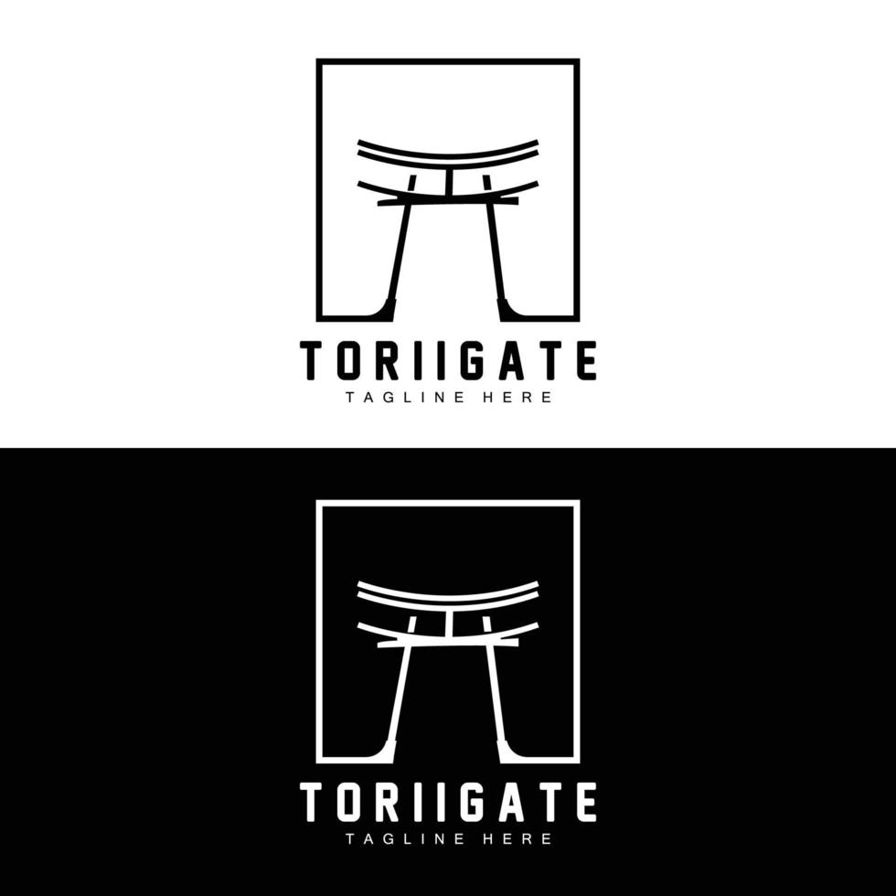 logotipo do portão torii, vetor de ícone do portão da história japonesa, ilustração chinesa, modelo de marca da empresa de design de madeira