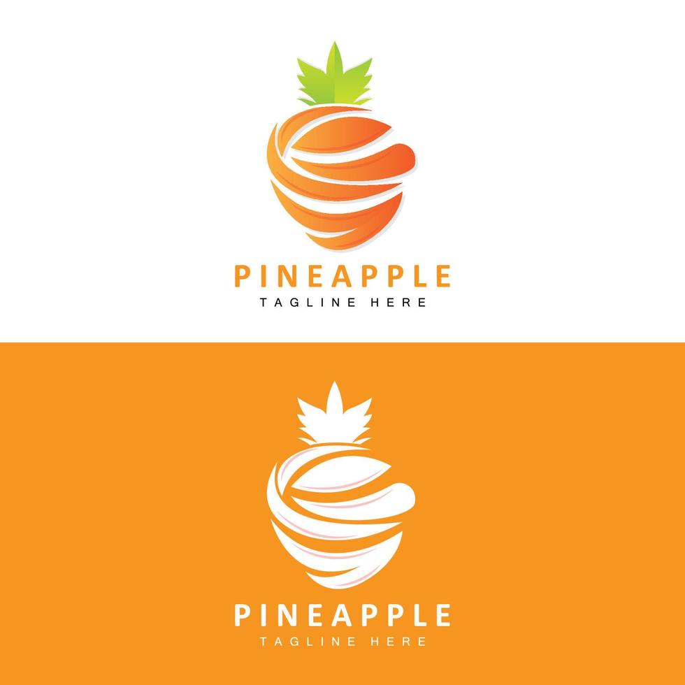 design de logotipo de abacaxi, vetor de frutas frescas, ilustração de plantação, rótulo de marca de produtos de frutas