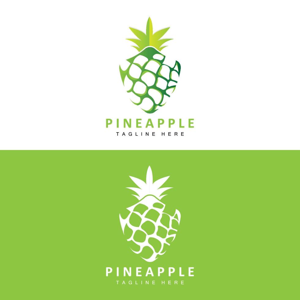 design de logotipo de abacaxi, vetor de frutas frescas, ilustração de plantação, rótulo de marca de produtos de frutas