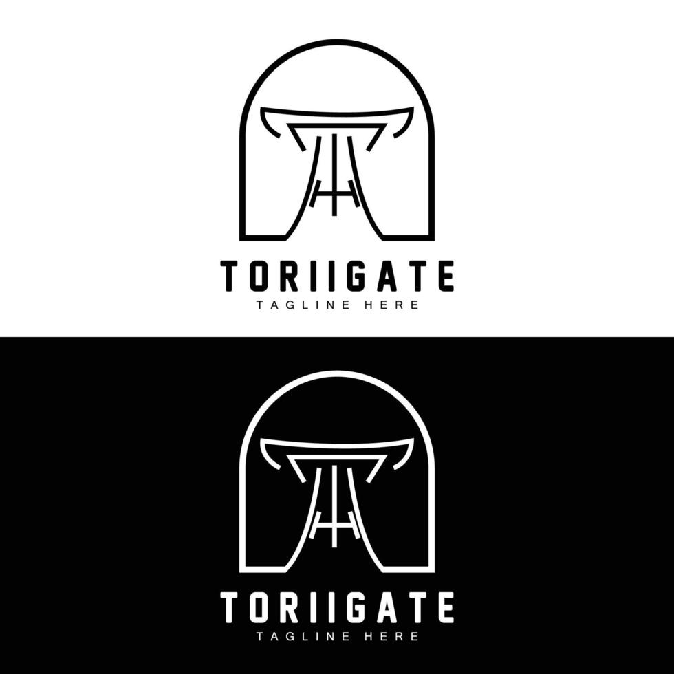 logotipo do portão torii, vetor de ícone do portão da história japonesa, ilustração chinesa, modelo de marca da empresa de design de madeira