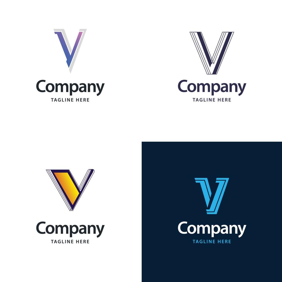 letra v design de pacote de logotipo grande design criativo de logotipos modernos para o seu negócio vetor