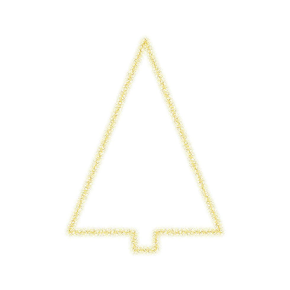 decoração de árvore dourada de natal de glitter dourado brilhando brilha em fundo branco transparente. árvore de brilho vetorial brilhante para modelo de design de natal ou ano novo vetor