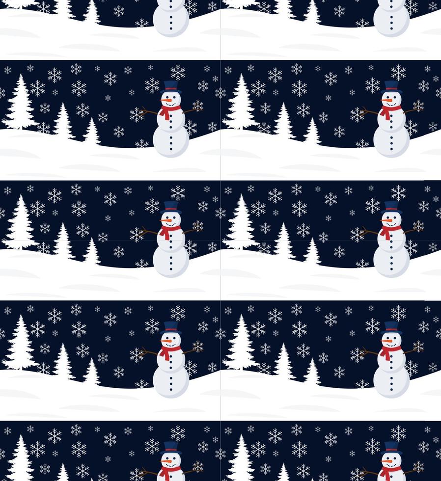 abstração de inverno sem costura feliz natal padrão. fundo da floresta. banner horizontal sem fim. elementos decorativos de papel desenhados à mão, ilustração vetorial. vetor