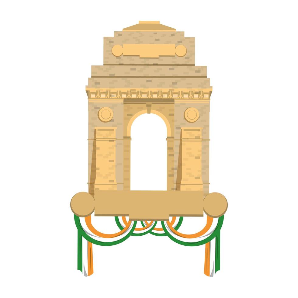 monumento portal indiano com bandeiras vetor