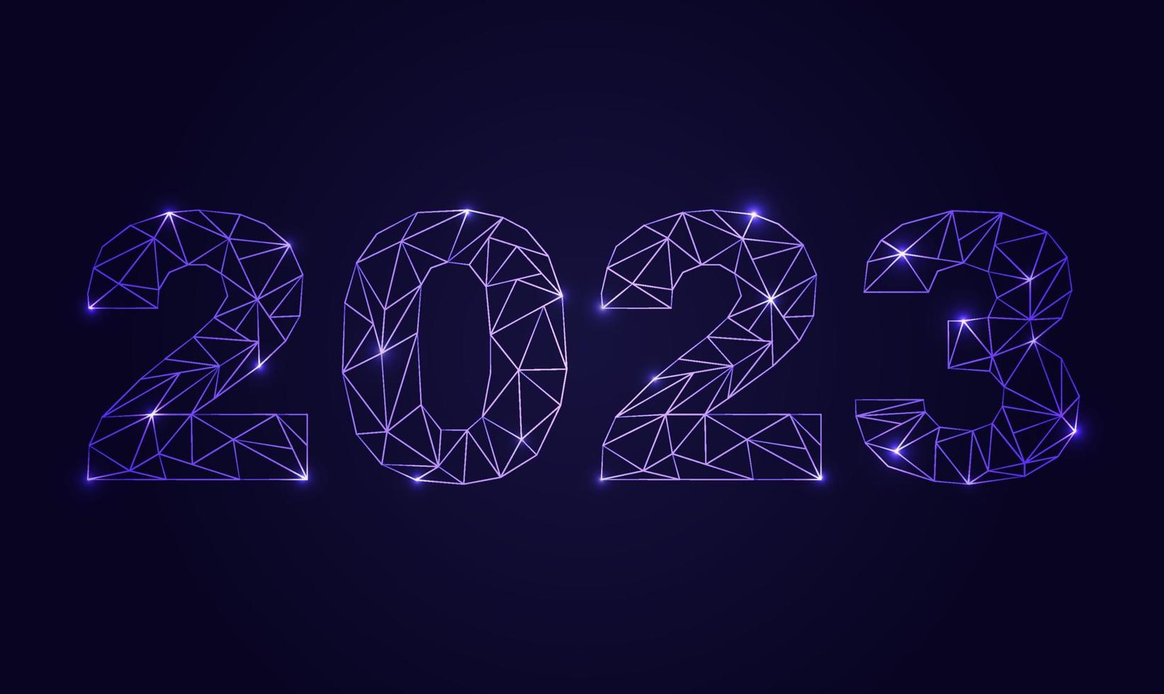 cartão de feliz ano novo 2023 com números de luz futuristas brancos e azuis. cartão, cartaz, cartão postal. vetor