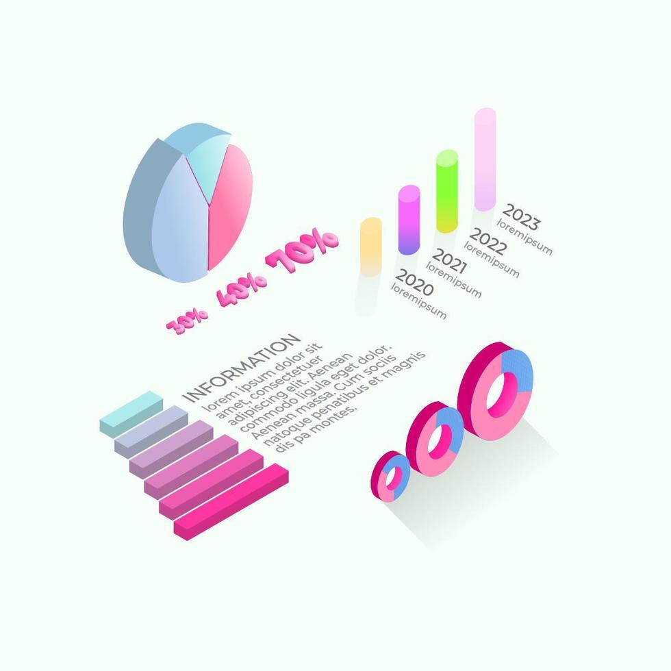 Infográfico 3D isométrico plano para apresentações de negócios vetor