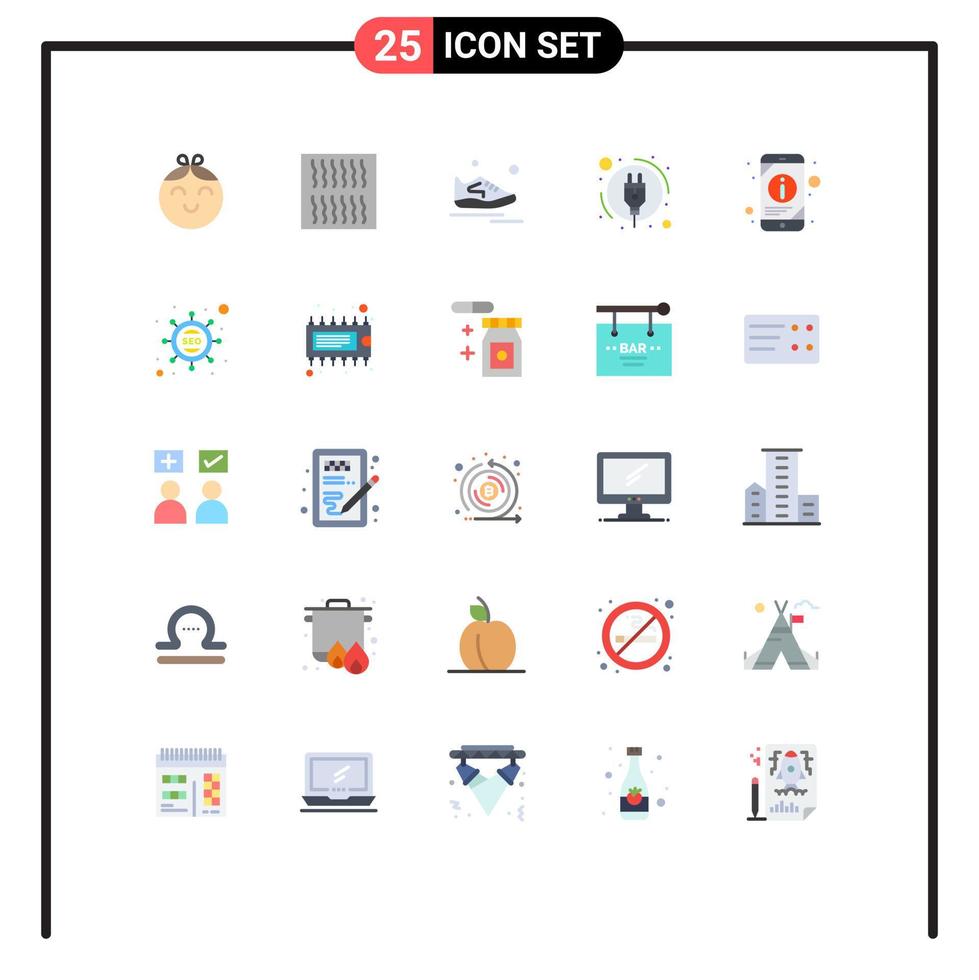 conjunto de 25 sinais de símbolos de ícones de interface do usuário modernos para informações de exercício de telefone móvel plugue elementos de design de vetores editáveis