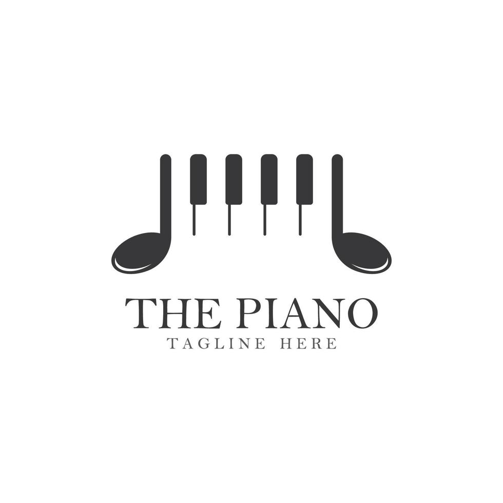 ilustração de ícone vetorial de modelo de logotipo de piano vetor