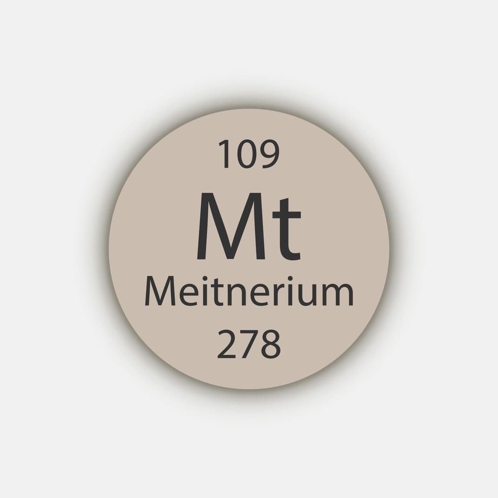 símbolo de meitnério. elemento químico da tabela periódica. ilustração vetorial. vetor