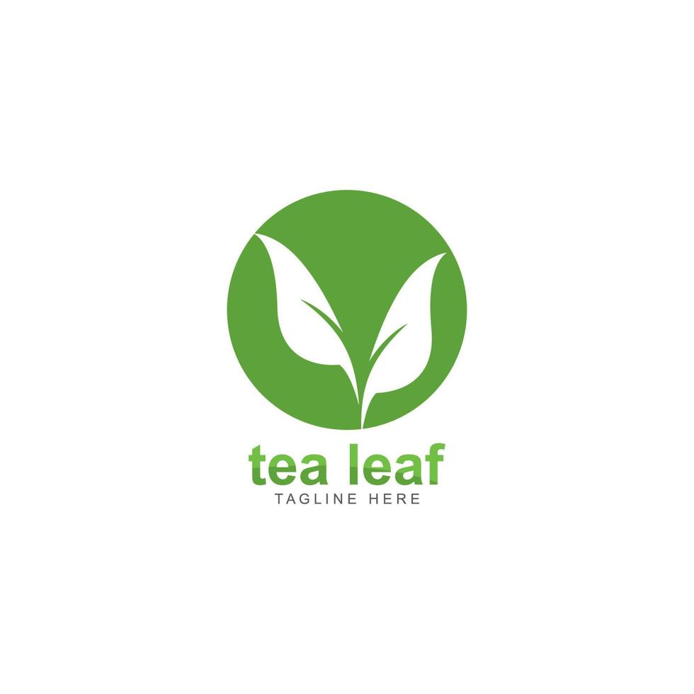 ilustração do ícone do vetor do logotipo da folha de chá
