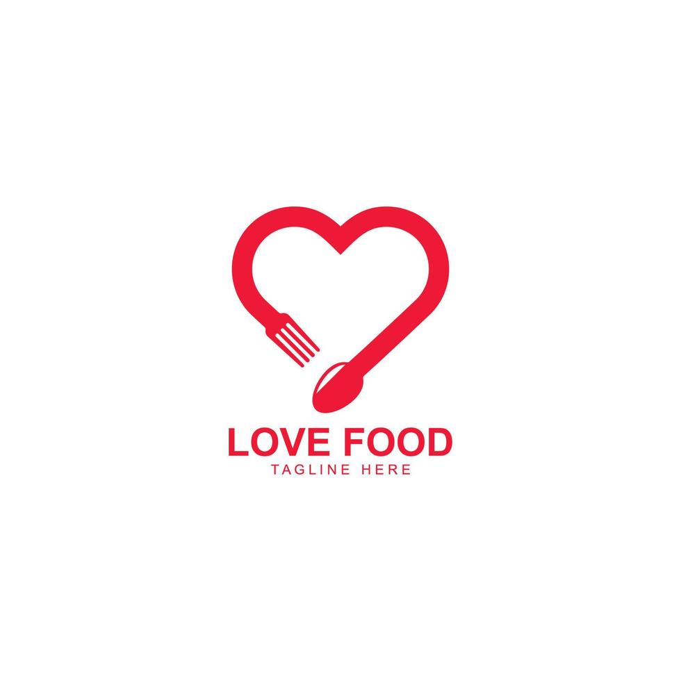 ilustração de ícone vetorial de logotipo de comida de amor vetor