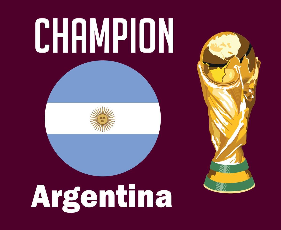 bandeira argentina campeã com nomes e troféu copa do mundo design de símbolo de futebol final américa latina vetor ilustração de times de futebol de países latino-americanos