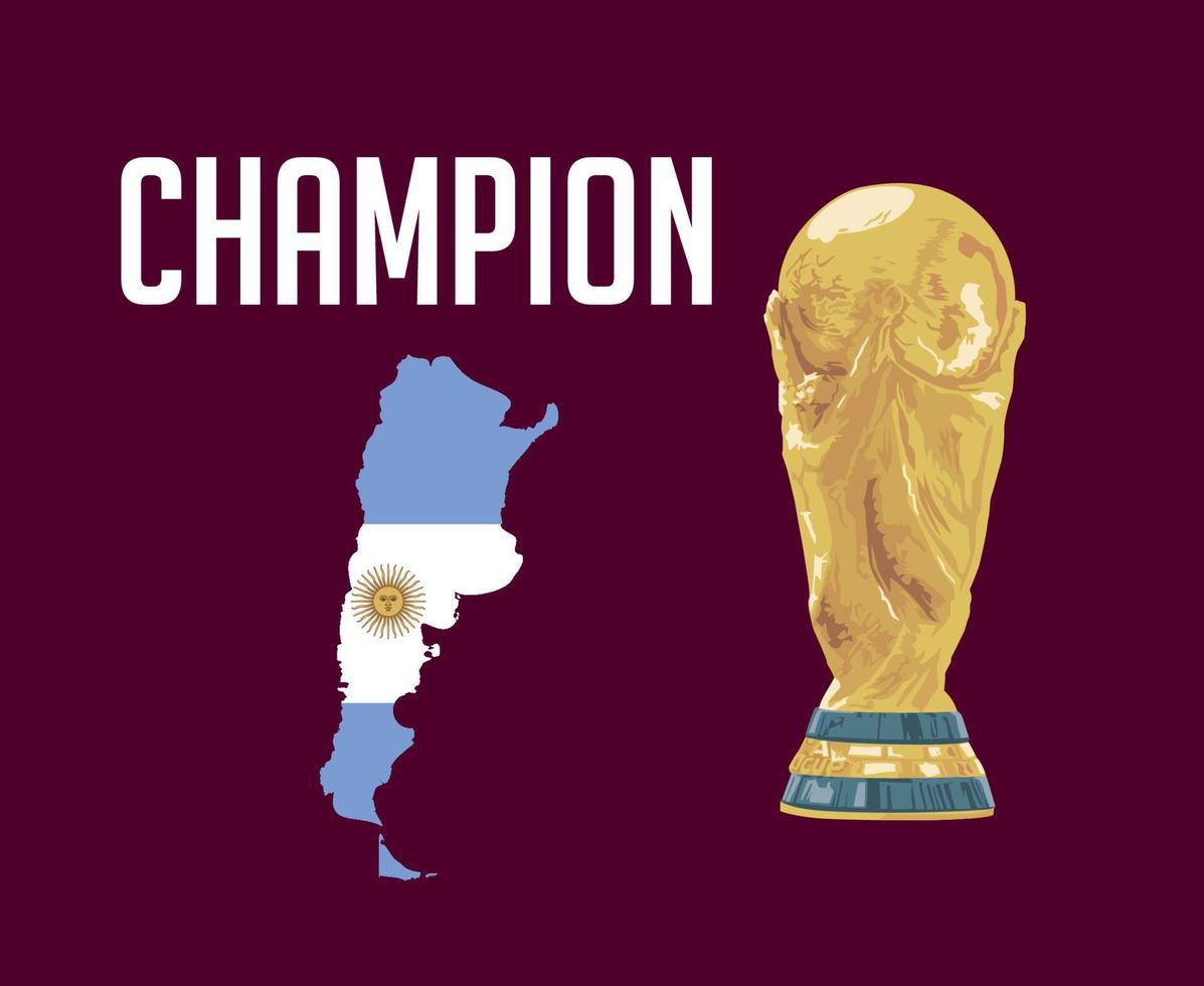 argentina mapa bandeira campeão com troféu da copa do mundo design de símbolo de futebol final américa latina vetor ilustração de equipes de futebol de países latino-americanos