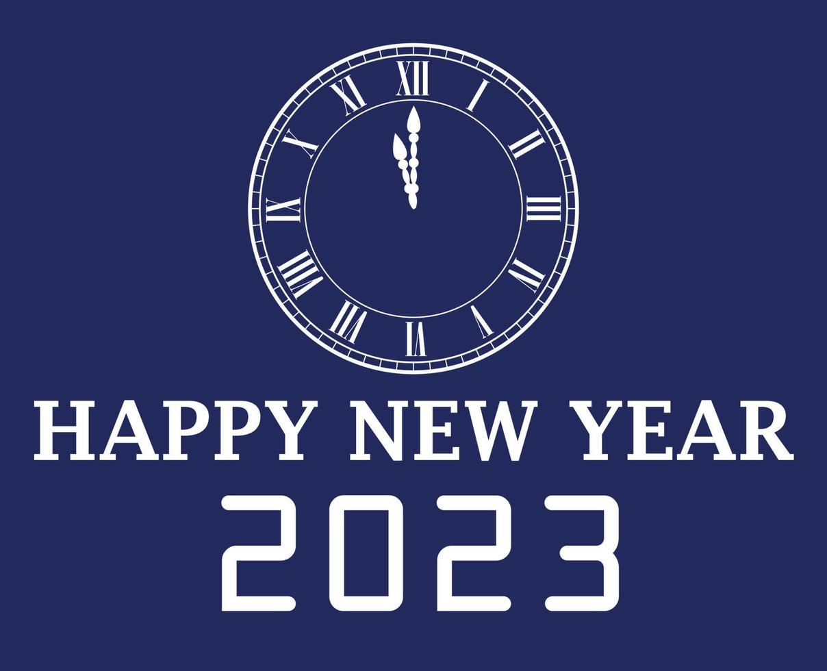 feliz ano novo 2023 feriado design abstrato ilustração em vetor branco com fundo azul