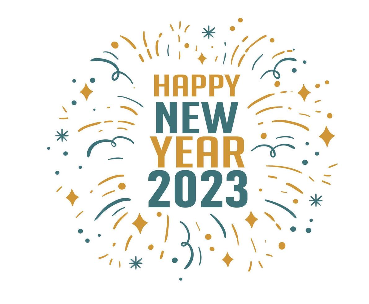 2023 feliz ano novo feriado design abstrato ilustração vetorial verde e amarelo vetor