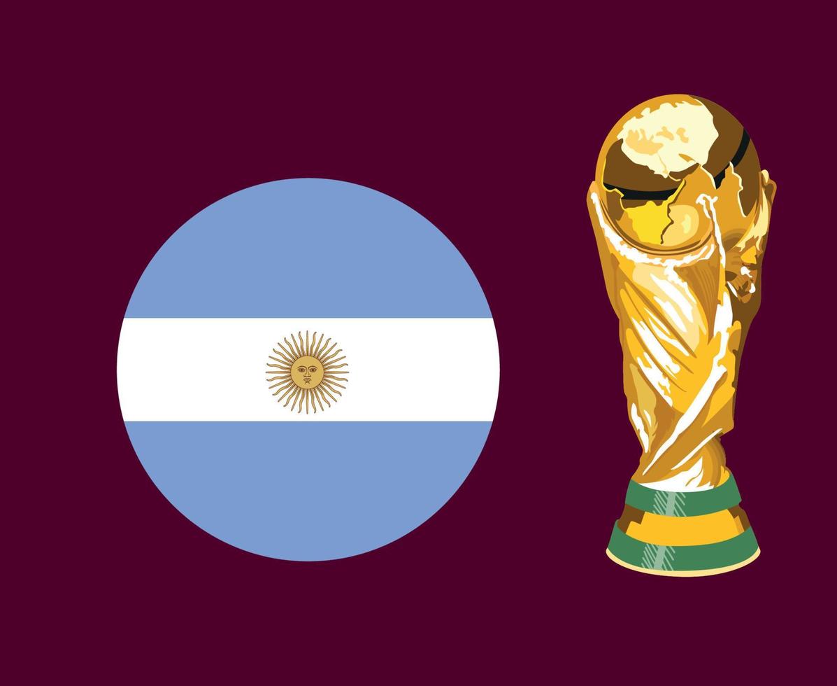 bandeira argentina com troféu final da copa do mundo design de símbolo de futebol américa latina vetor ilustração de times de futebol de países latino-americanos