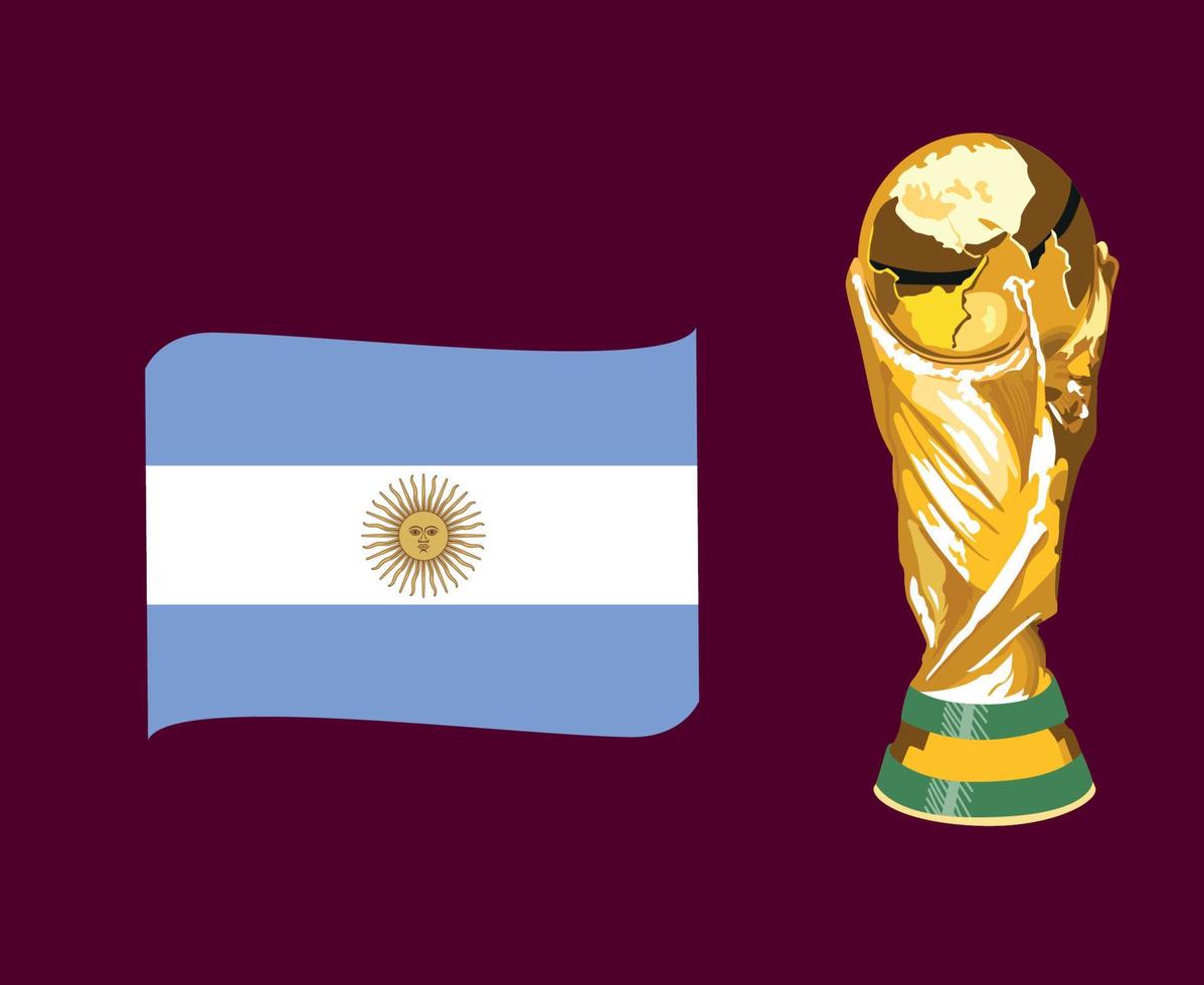 fita de bandeira argentina com símbolo de copa do mundo de troféu design final de futebol américa latina vetor ilustração de times de futebol de países latino-americanos