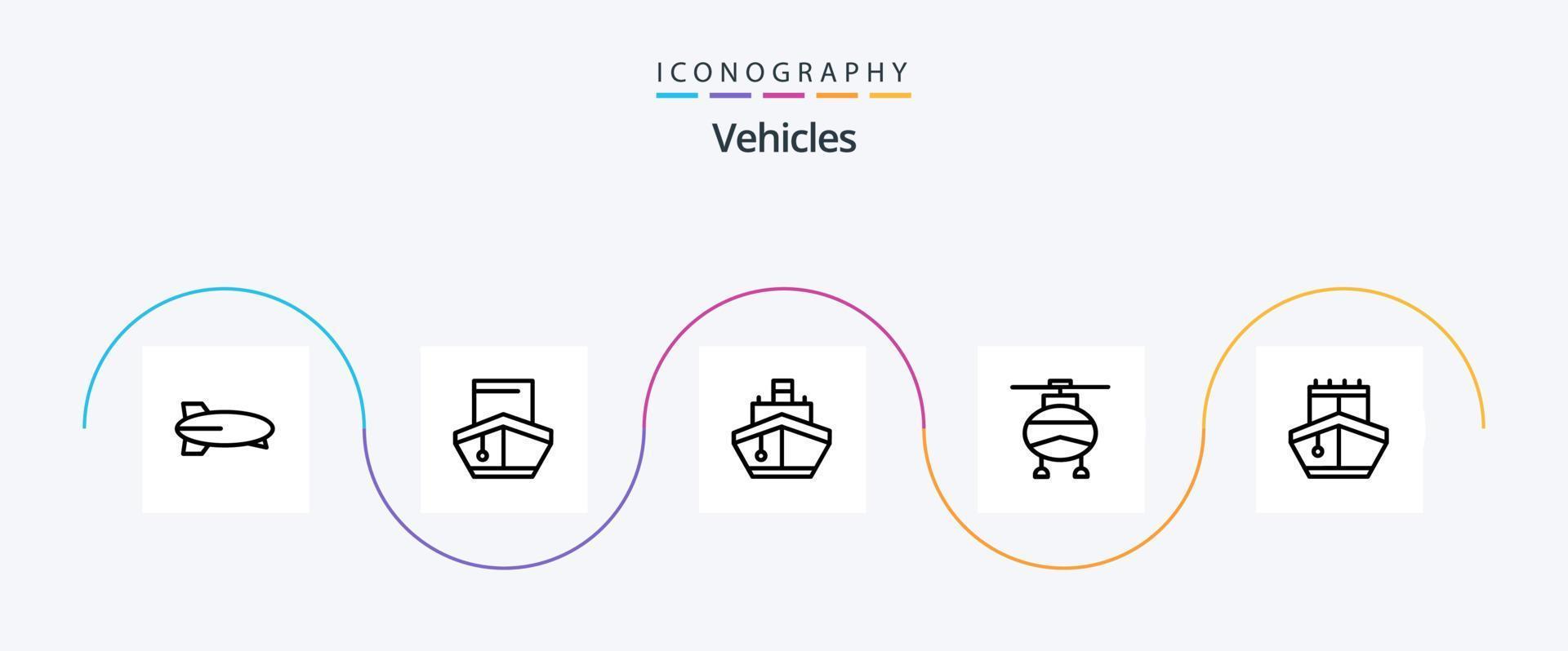 Pacote de ícones da linha 5 de veículos, incluindo veículos. transporte. veículos. helicóptero. transporte vetor