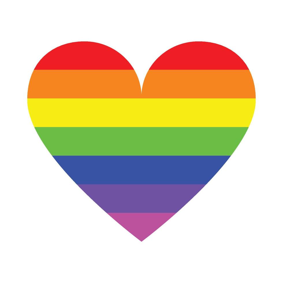 símbolo do coração com design de vetor de cor de arco-íris