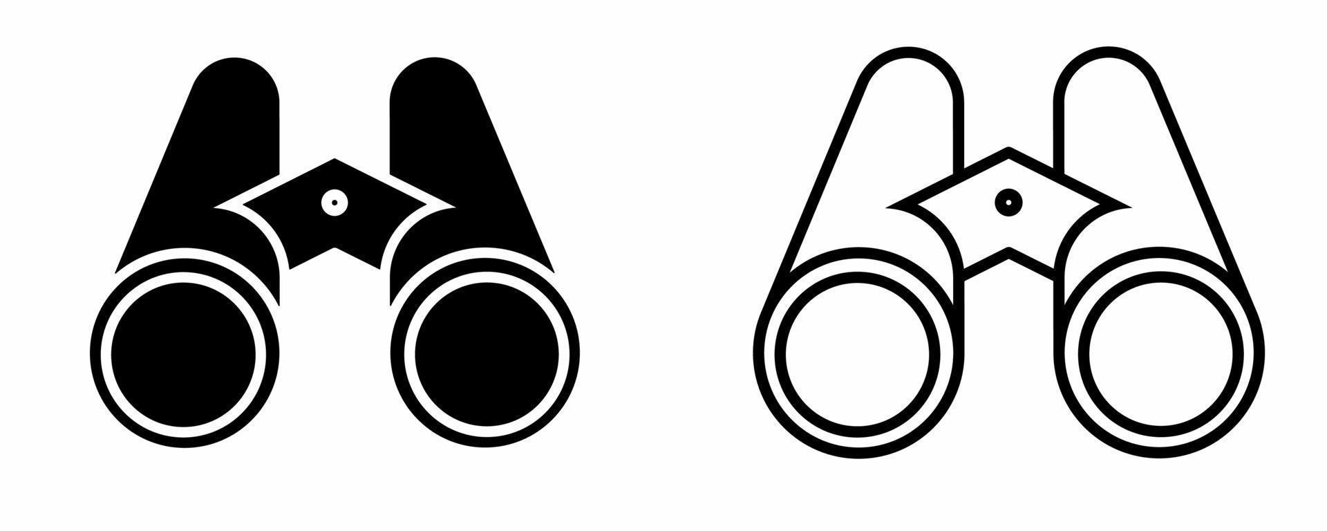 conjunto de ícones de binóculos de silhueta de contorno isolado no fundo branco vetor