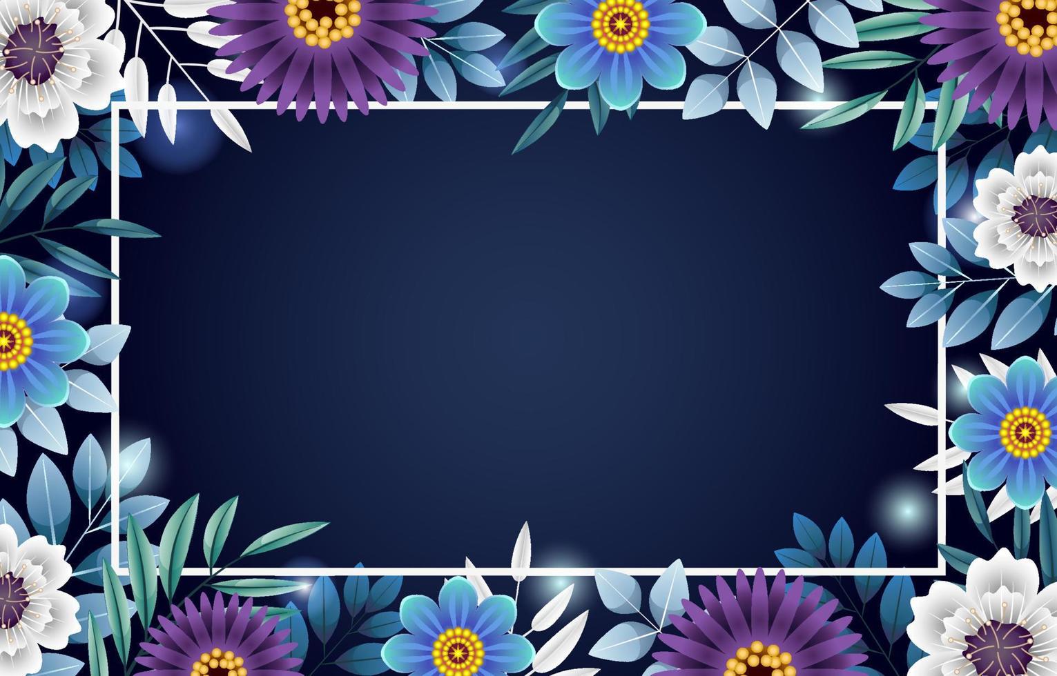 fundo de borda floral de inverno com cor gradiente vetor