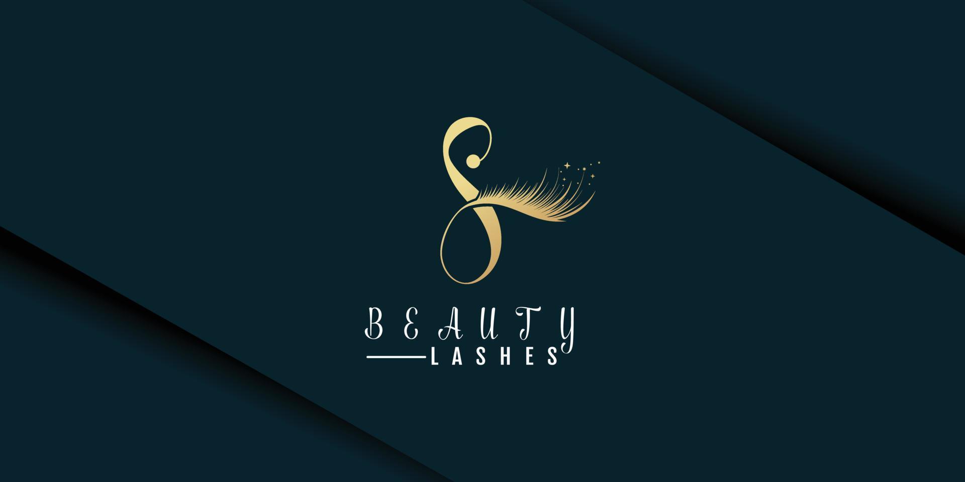 logotipo de cílios de beleza com vetor de ícone de design de conceito inicial s para negócios de beleza
