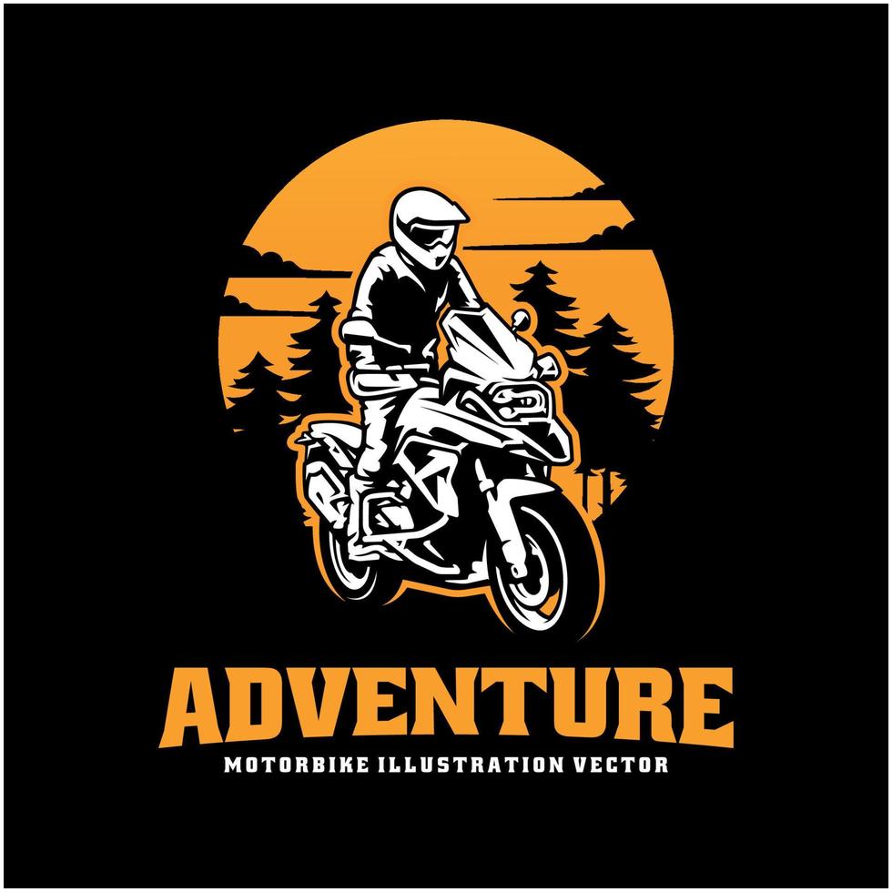 vetor de logotipo de ilustração de motocicleta de aventura de motociclista