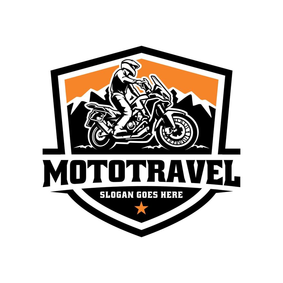 vetor de logotipo de ilustração de viajante a motor de aventura
