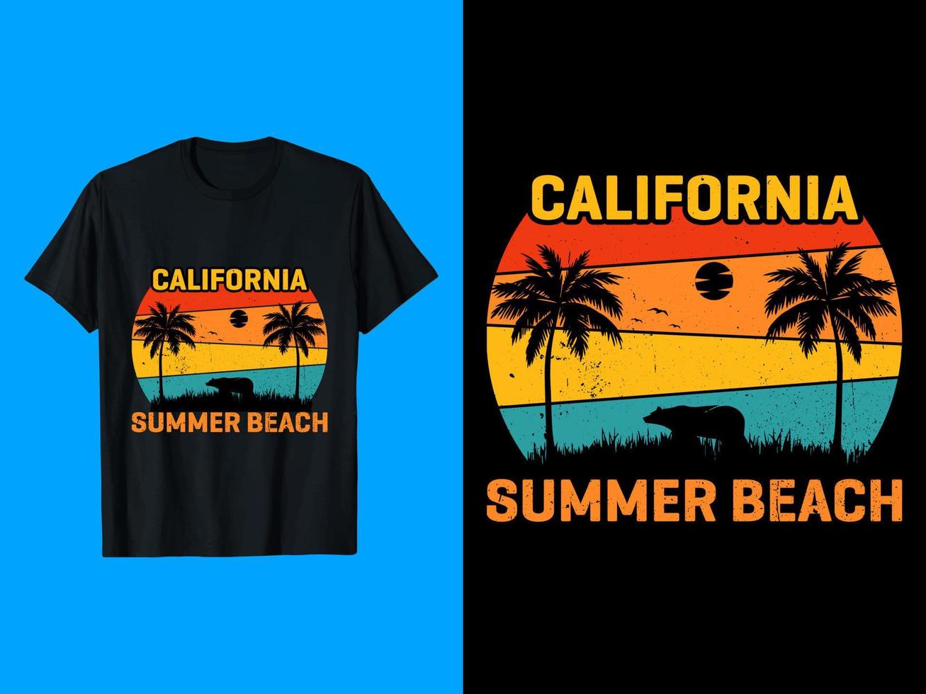 design de camiseta de praia de verão da califórnia vetor