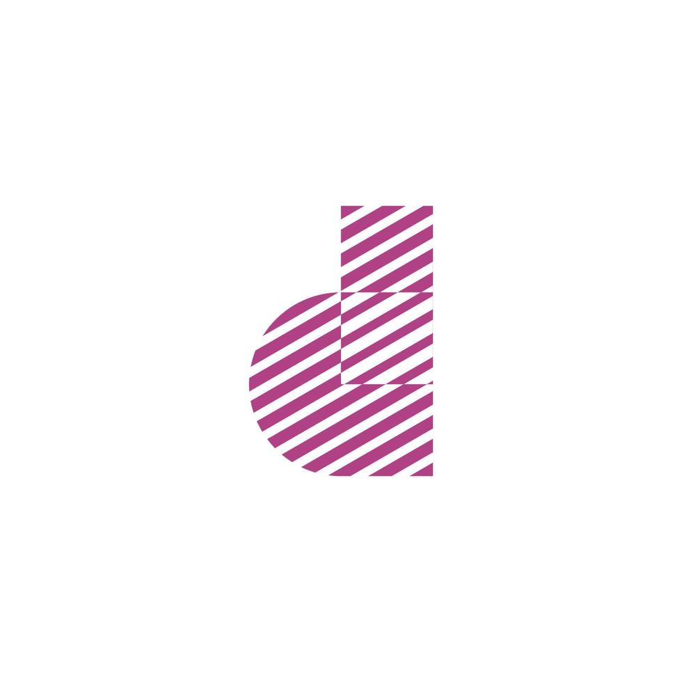 vetor de logotipo de linha roxa de listra letra d