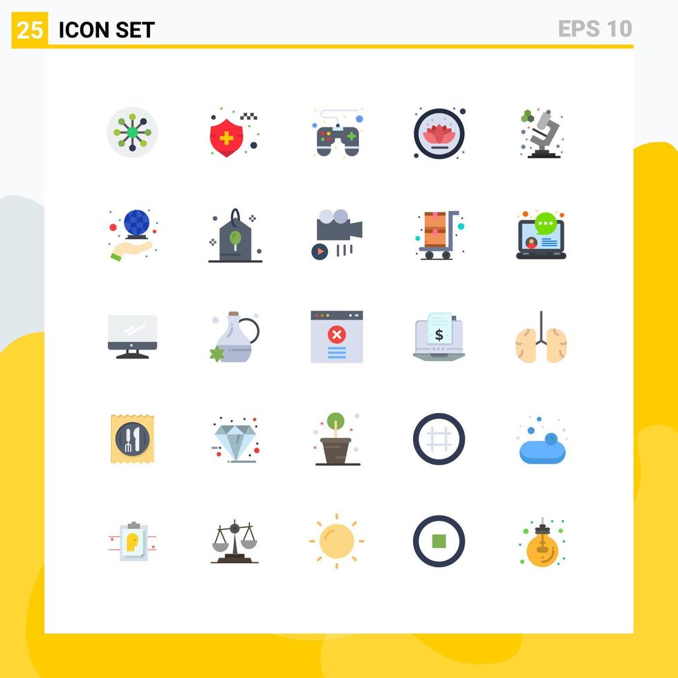 25 cores planas de vetores temáticos e símbolos editáveis da almofada de controle do microscópio de cobertura elementos de design de vetores editáveis natureza química