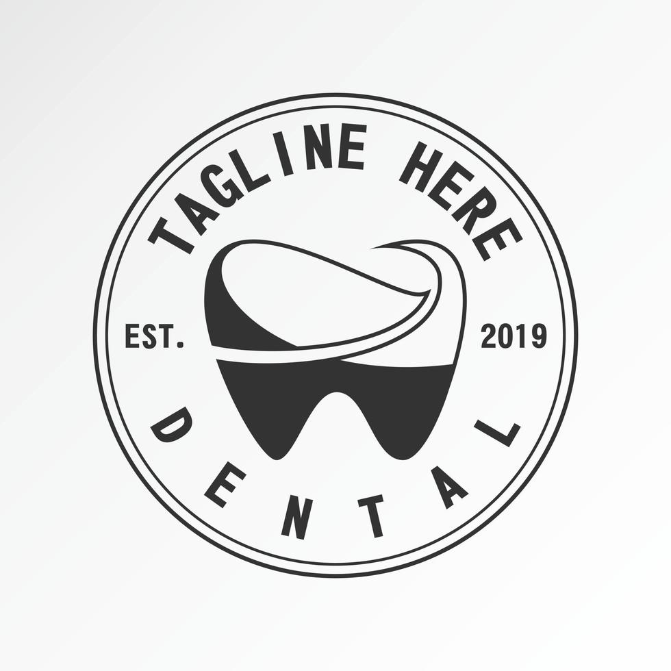 dental, dente, tratamento de dentes no clássico emblema imagem ícone gráfico logotipo design conceito abstrato vetor estoque. pode ser usado como um símbolo relacionado à saúde