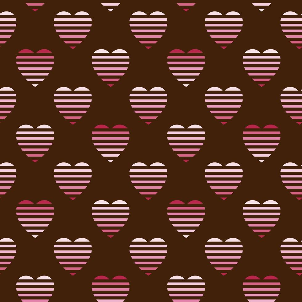 padrão perfeito de corações sombreados rosa em fundo chocolate. design vetorial para festas, dia dos namorados, casamento, dia das mães, cartões, convites, decoração de casa. vetor