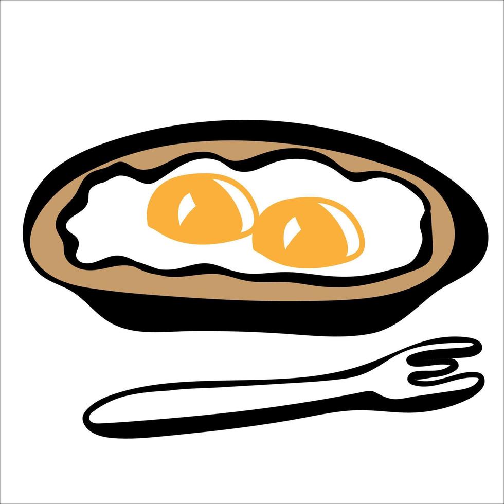 um prato com ovos mexidos vetor