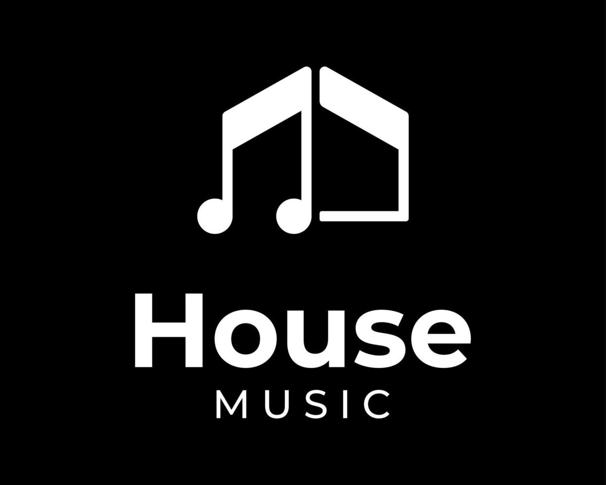 house music home musical edifício quaver studio cottage nota melodia melodia clave chave vetor design do logotipo